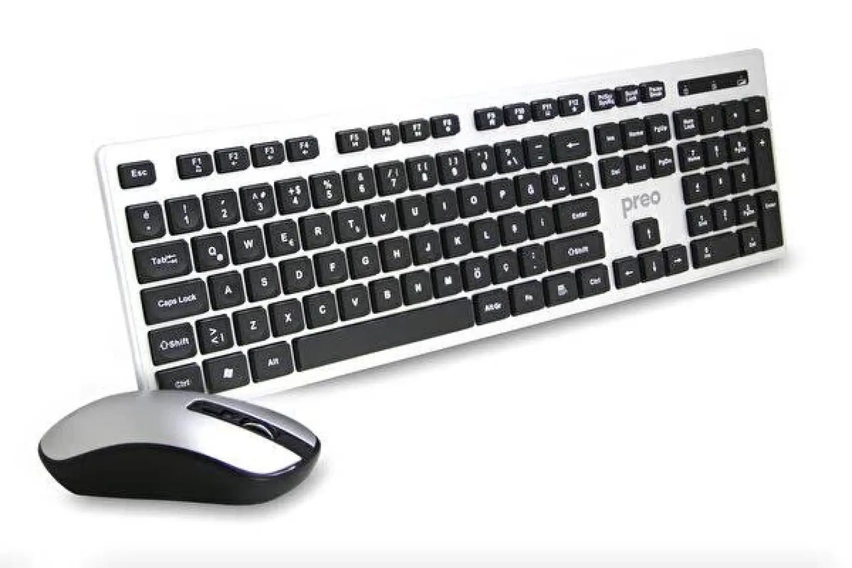 Preo My Keymouse KM06 Zarif Tasarım Kablosuz Klavye Mouse Set Gümüş