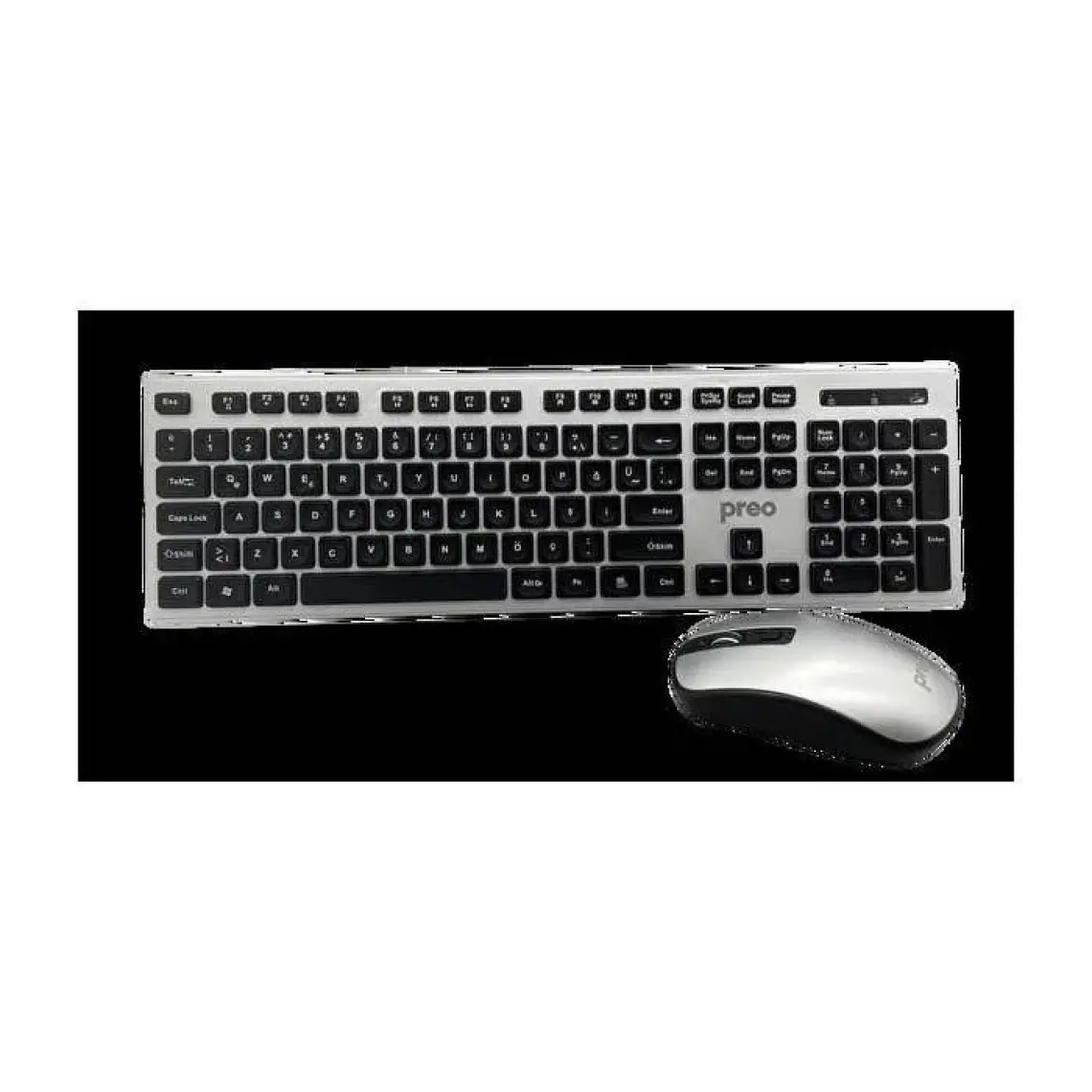 Preo My Keymouse KM06 Zarif Tasarım Kablosuz Klavye Mouse Set Gümüş