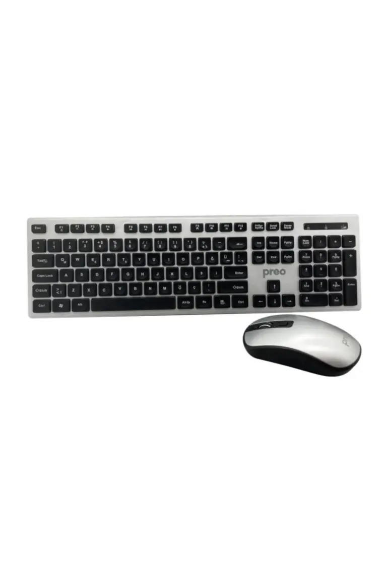 Preo My Keymouse KM06 Zarif Tasarım Kablosuz Klavye Mouse Set Gümüş