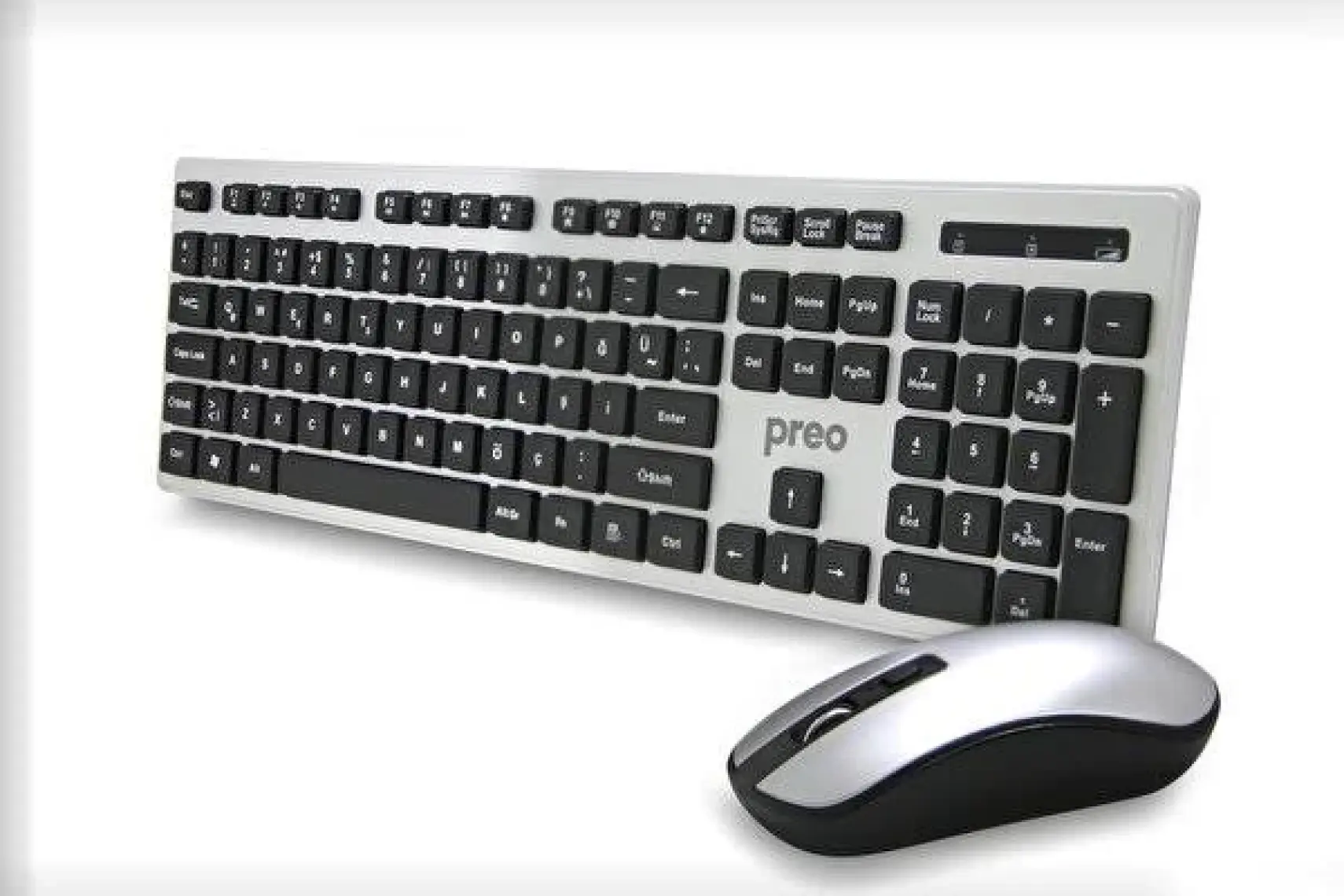 Preo My Keymouse KM06 Zarif Tasarım Kablosuz Klavye Mouse Set Gümüş