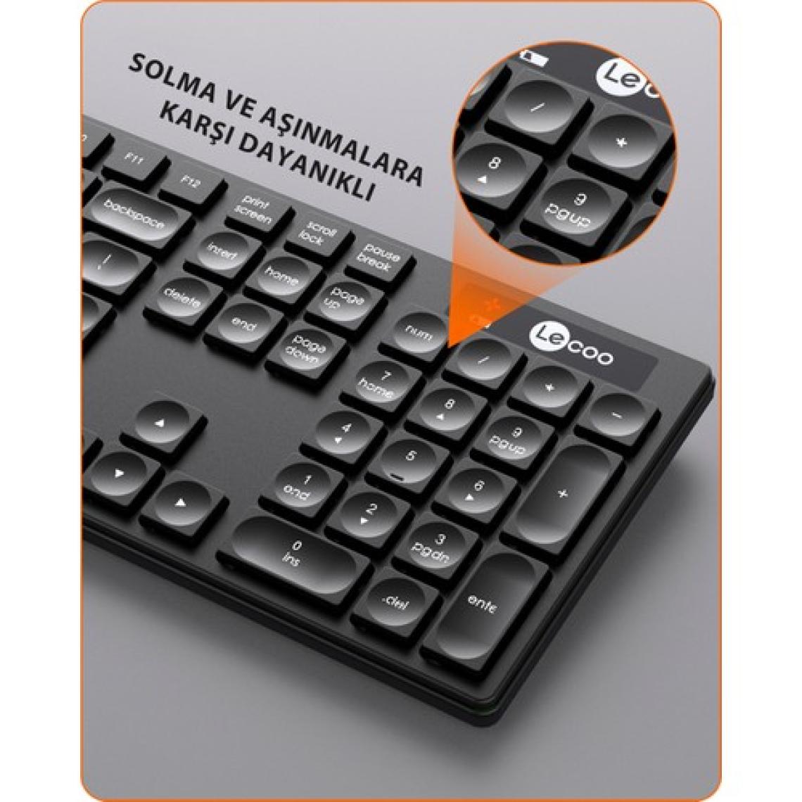 Lecoo KM2001 Kablosuz Türkçe Q Klavye & Mouse Set Siyah