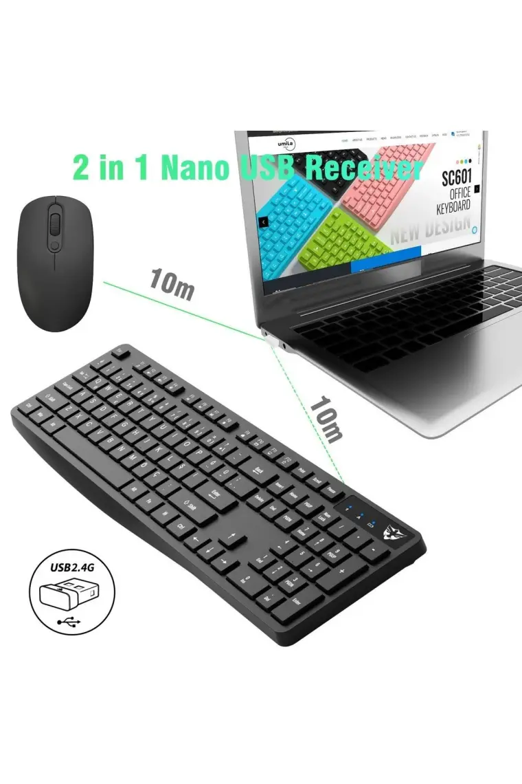 Emtu Life SC601 Kablosuz Klavye Mouse Set Siyah  USB Türkçe Q