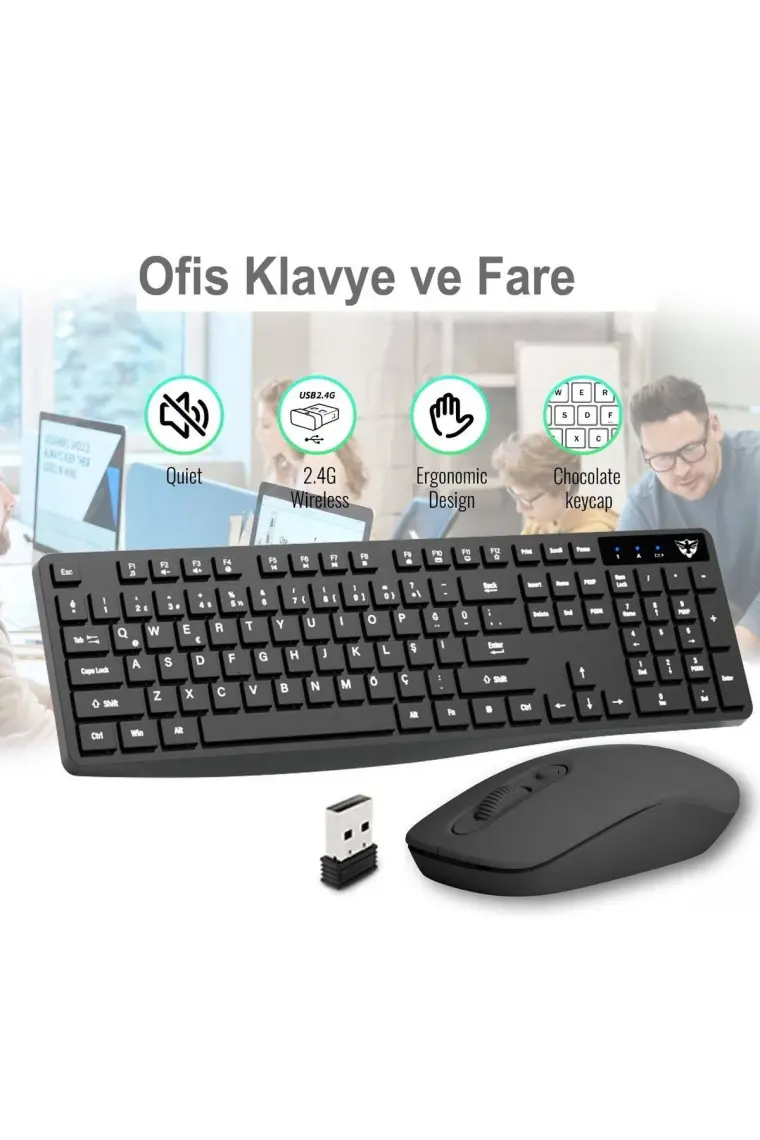 Emtu Life SC601 Kablosuz Klavye Mouse Set Siyah  USB Türkçe Q