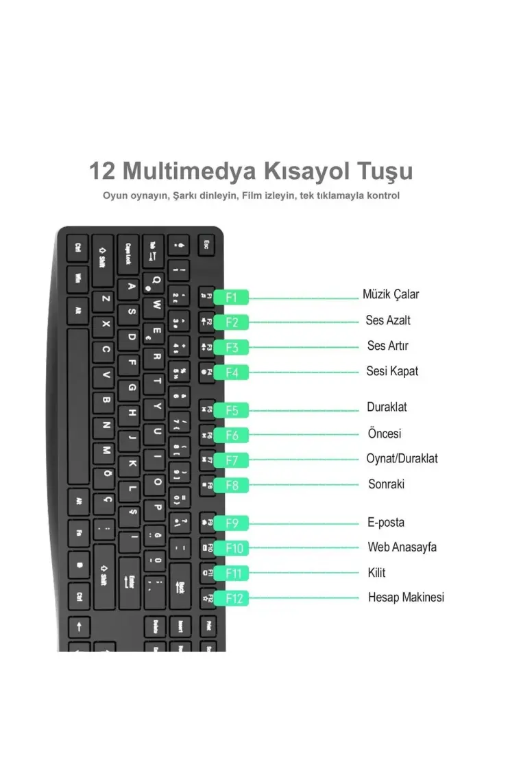Emtu Life SC601 Kablosuz Klavye Mouse Set Siyah  USB Türkçe Q