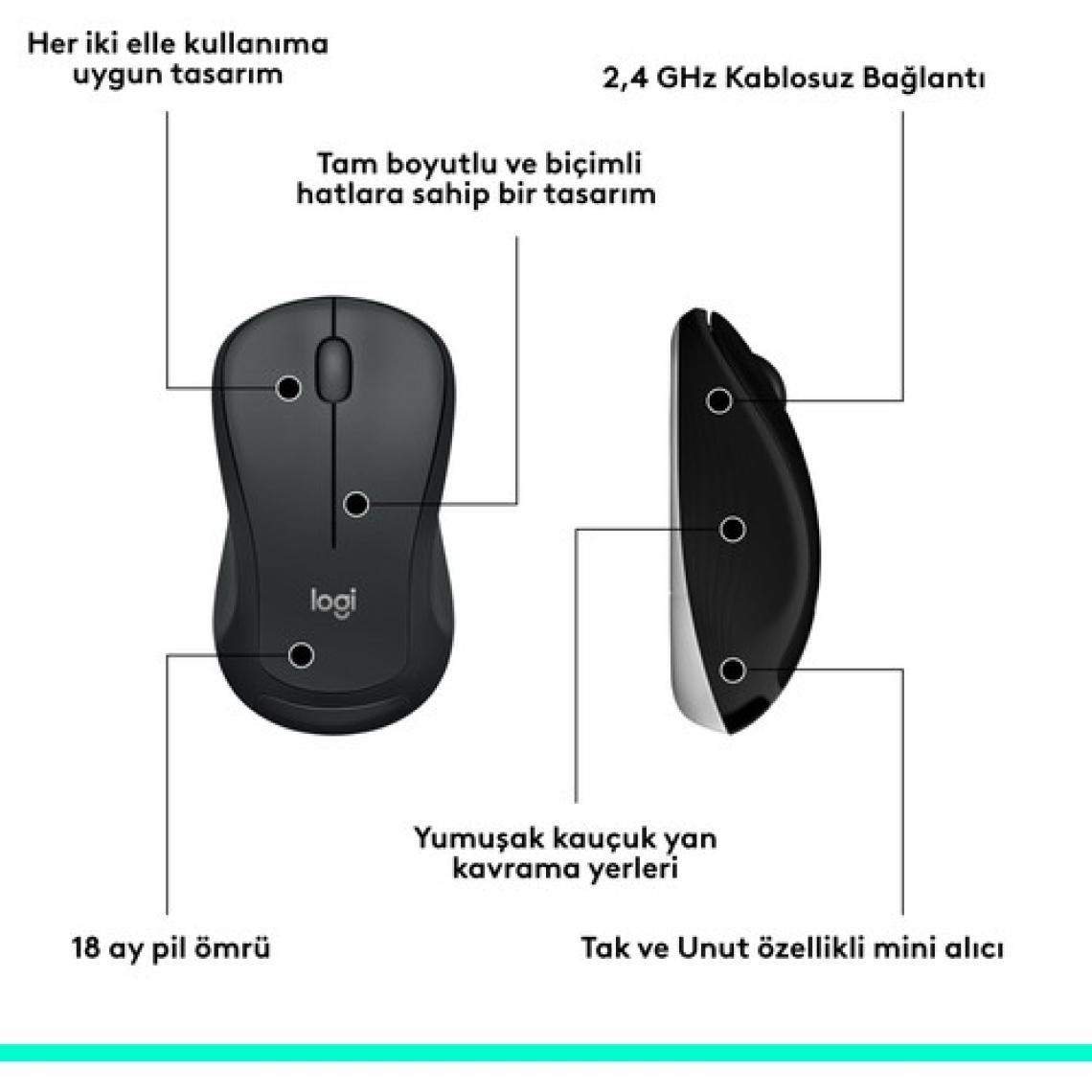 Logitech MK540 ADVANCED Kablosuz Türkçe Klavye Mouse Seti - Siyah