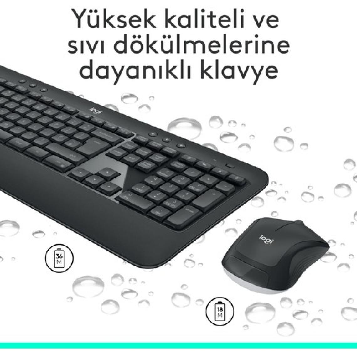 Logitech MK540 ADVANCED Kablosuz Türkçe Klavye Mouse Seti - Siyah