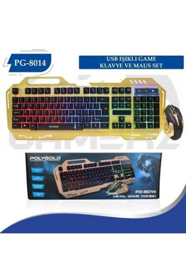 Polygold PG-8014 Işıklı Oyuncu Klavye Mouse Seti - Siyah