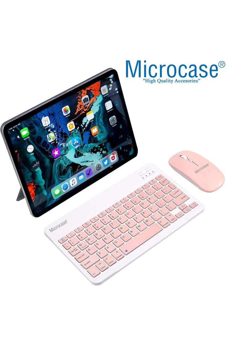 Microcase AL3476 Tablet ve Telefon İçin Pembe Bluetooth Klavye Mouse Seti