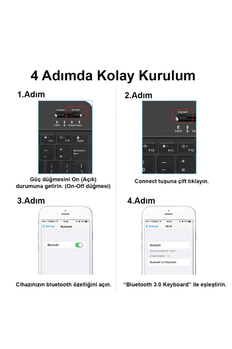 Microcase AL3476 Tablet ve Telefon İçin Pembe Bluetooth Klavye Mouse Seti