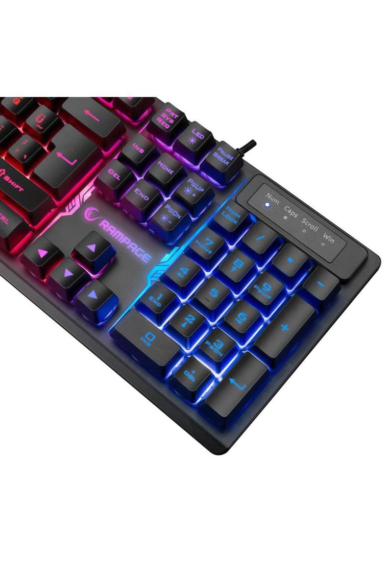 Rampage Km-Rx7 Fortuna V2 Gökkuşağı Aydınlatmalı USB Beyaz Gaming Combo Q Gaming Klavye + 12800 Dpi Mouse