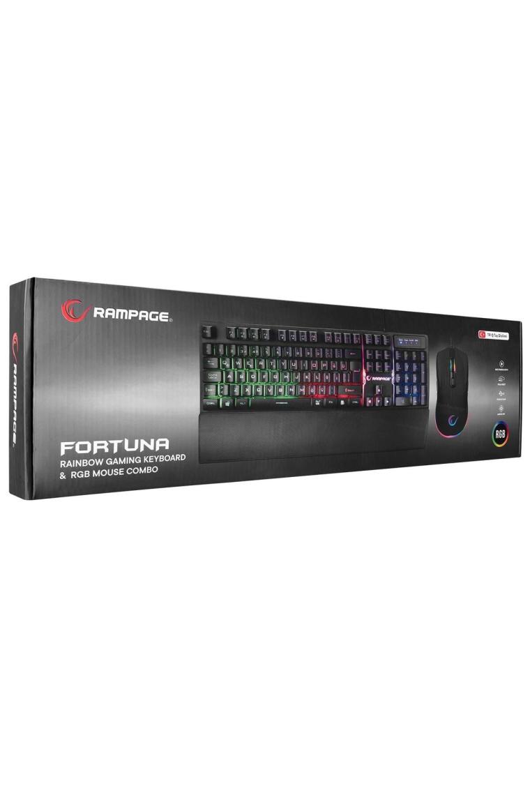 Rampage Km-Rx7 Fortuna V2 Gökkuşağı Aydınlatmalı USB Beyaz Gaming Combo Q Gaming Klavye + 12800 Dpi Mouse