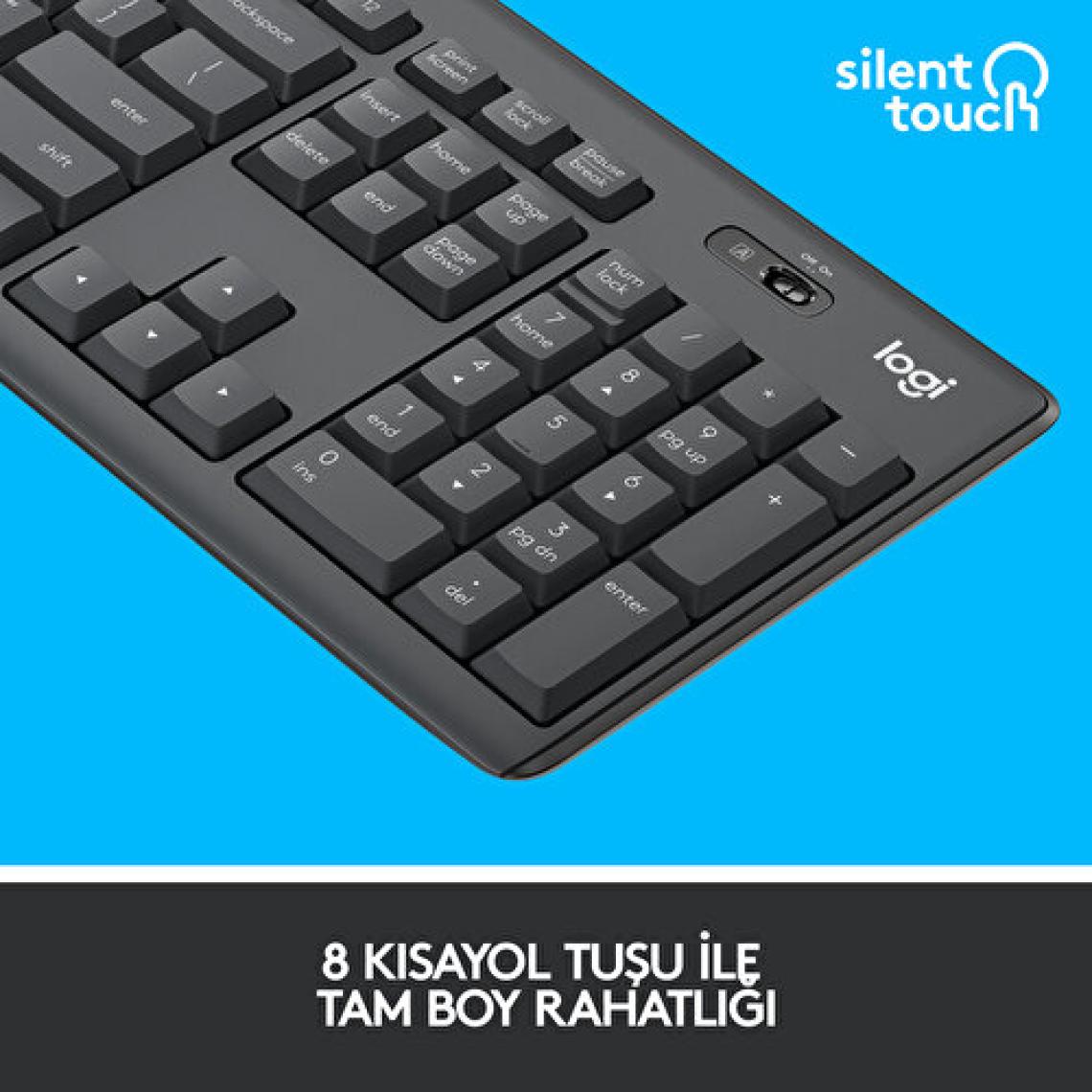 Logitech MK295 Silent Siyah Kablosuz Klavye Mouse Seti