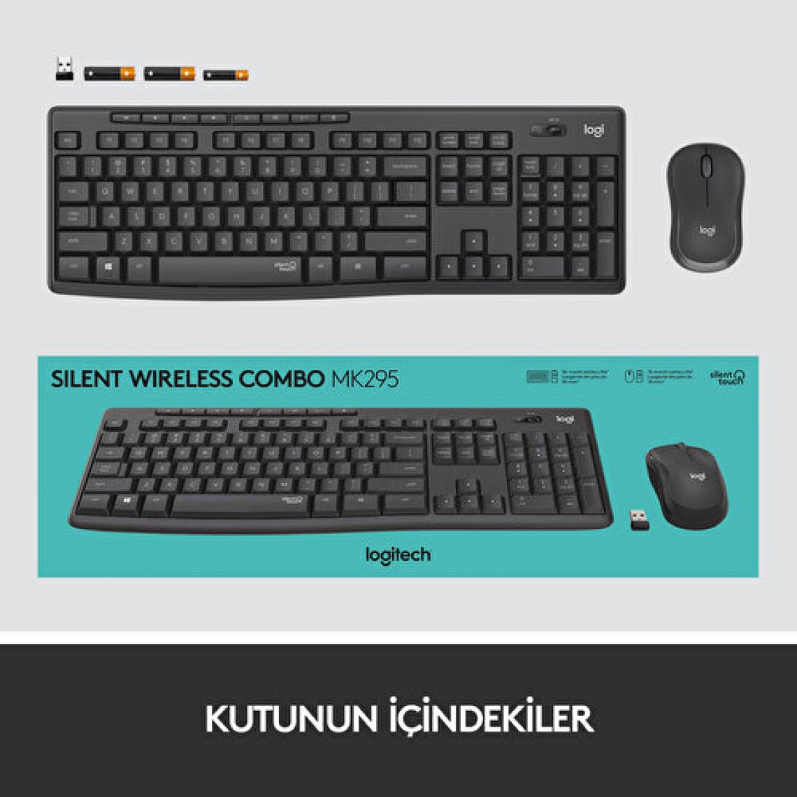 Logitech MK295 Silent Siyah Kablosuz Klavye Mouse Seti