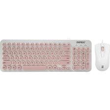 Everest KM-01K Pembe USB Yuvarlak Tuşlu 3D Mouse Combo LC Layout Klavye + Mouse Set