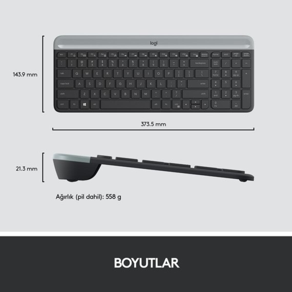 Logitech MK470 Siyah Kablosuz Klavye Mouse Seti