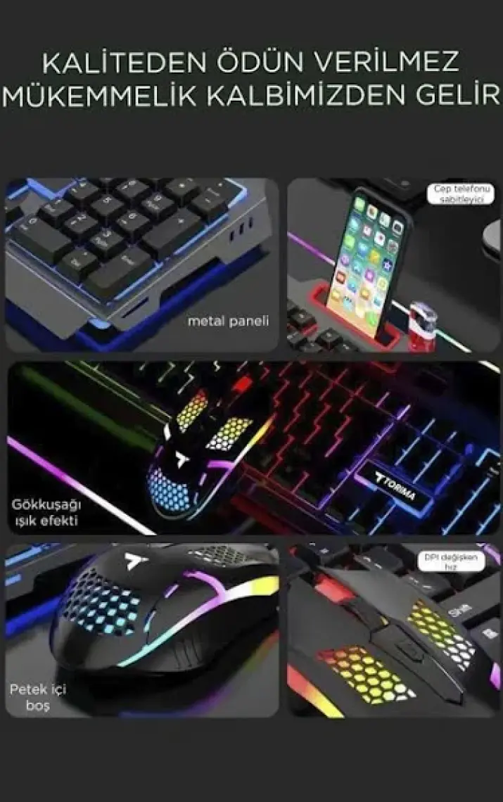 TMK-03 Siyah Gaming Rgb Işıklı Kablolu Q Klavye Ve Mouse Seti