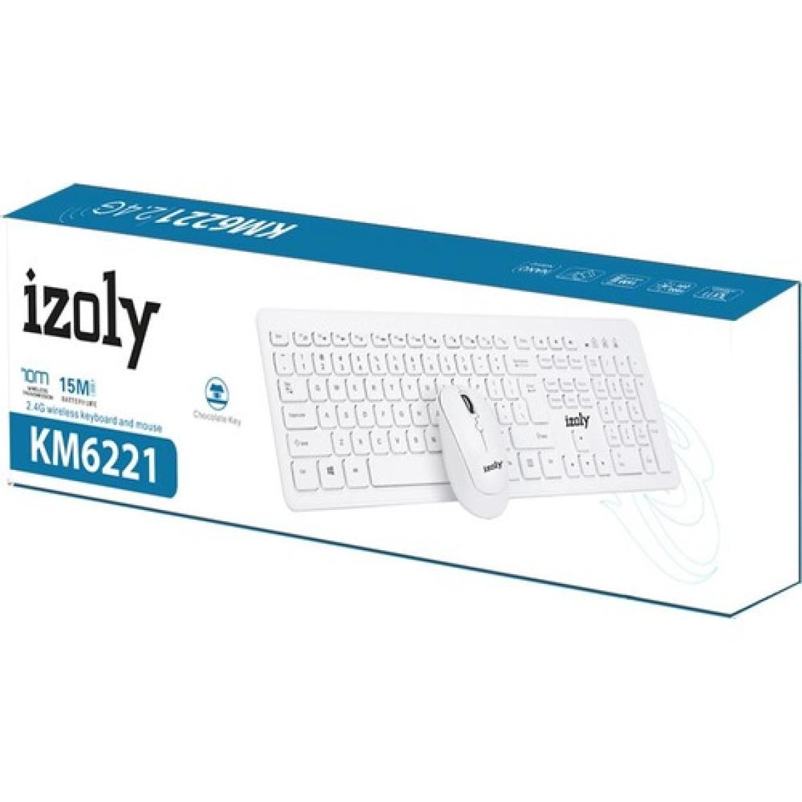 Izoly KM-6221 Beyaz Kablosuz 2.4 Ghz Q Klavye & Mouse Set