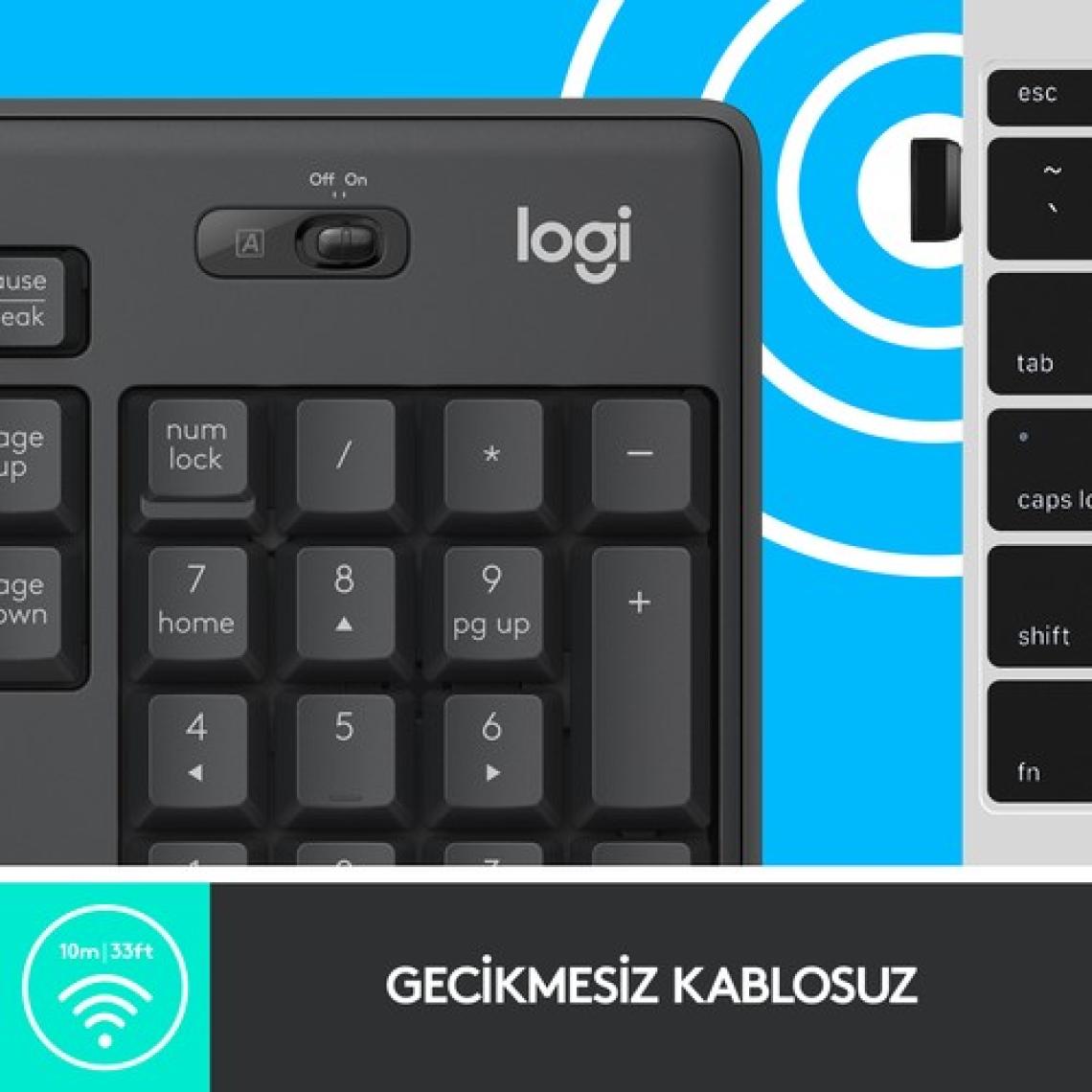 Logitech MK295 Sessiz Kablosuz Türkçe Klavye Mouse Seti - Siyah