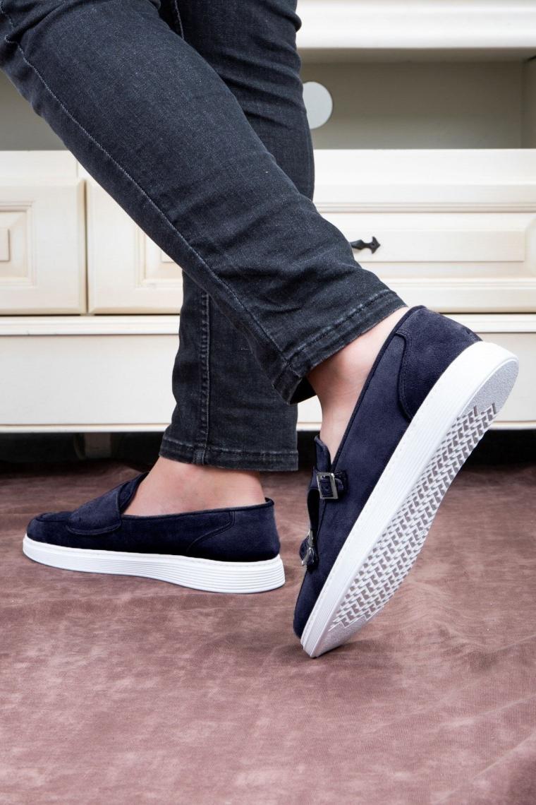 Airy Hakiki Deri Süet Erkek Günlük Ayakkabı, Süet Loafer Ayakkabı, Yazlık Ayakkabı Lacivert