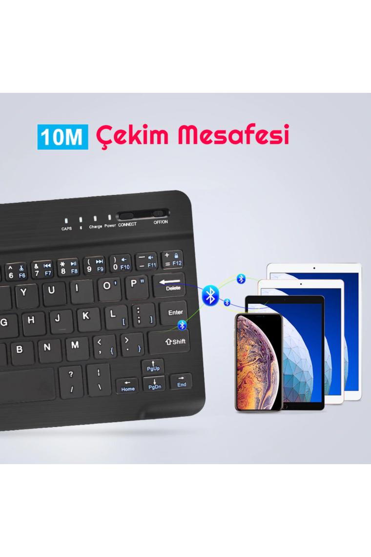 Duhaline iPad 9.nesil MK2K3TU Pro 5 10.2" Tablet Uyumlu Mini Slim Şarjlı Bluetooth Klavye ve Mouse Seti