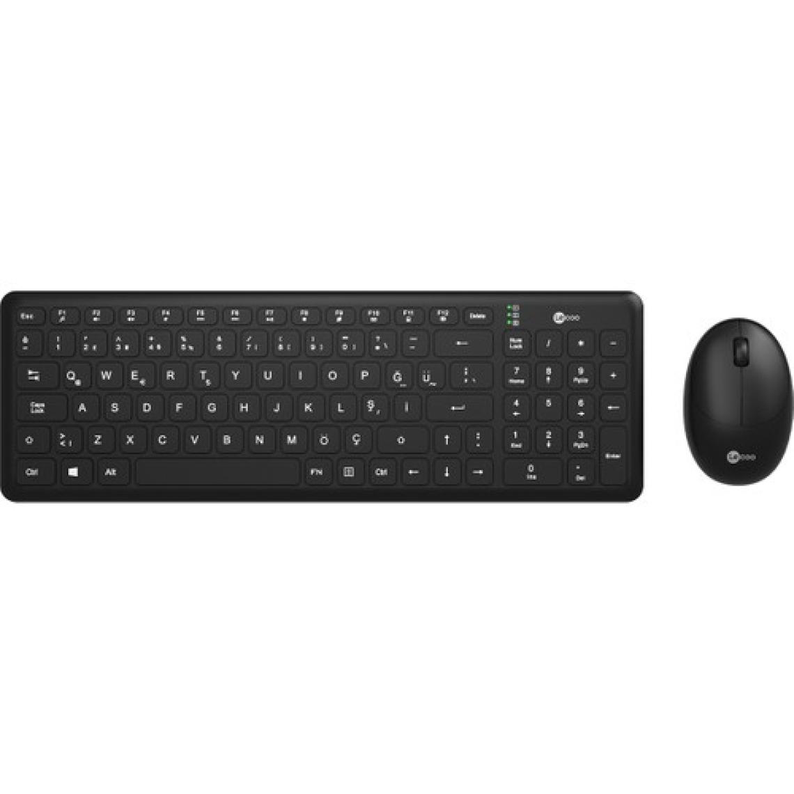Lecoo KW204 2.4GHz Kablosuz Türkçe Q Klavye & Mouse Set Siyah