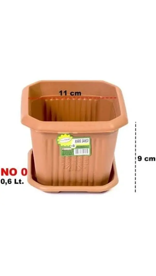 Hak Plastik Kare Saksı No 0 Klasik Bahçe Çiçek Saksısı