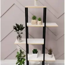 Güzelkan Madeni Eşya Dekoratif 5 Raflı Metal Çiçeklik Saksı Standı Saksılık Beyaz 1312
