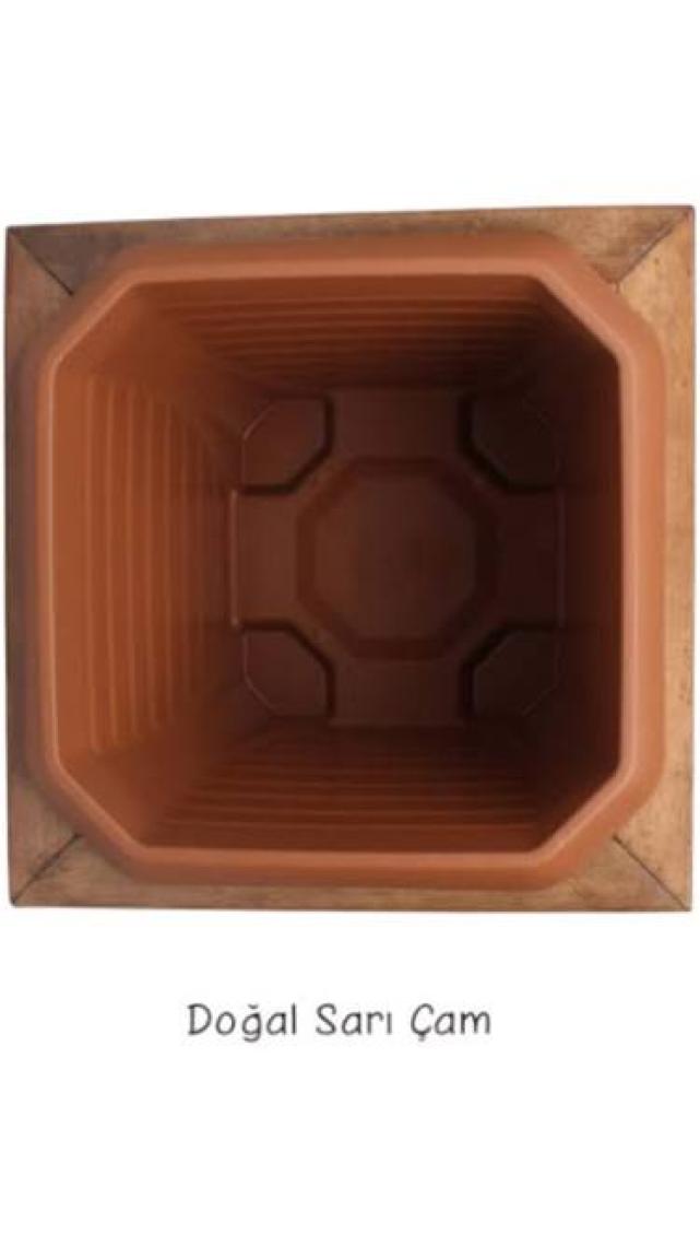 2mm Ahşap Saksı Doğal Sarı Çam kare 57x57 Y61 Cm