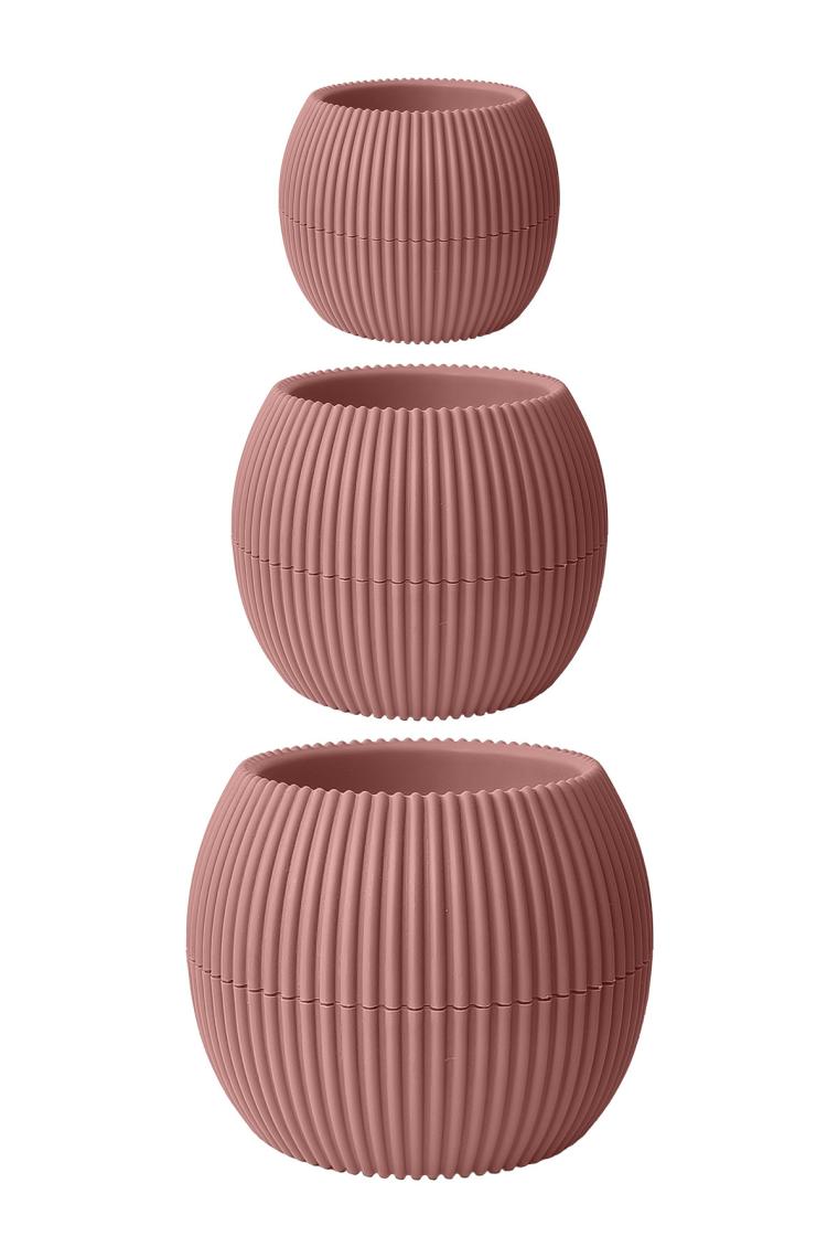 Omnipazar Krs Mercan Dekoratif Kaktüs Sukulent Plastik Saksı Takımı 3'lü Set Soft Pembe
