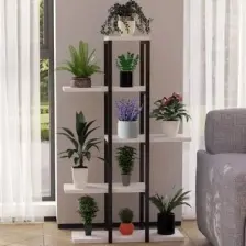 Güzelkan Madeni Eşya Dekoratif 5 Raflı Metal Çiçeklik Saksı Standı Saksılık Beyaz 1312