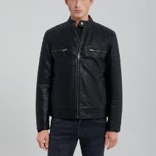 Siyah Suni Deri Ceket Slim Fit / Dar Kesim 0110345-900