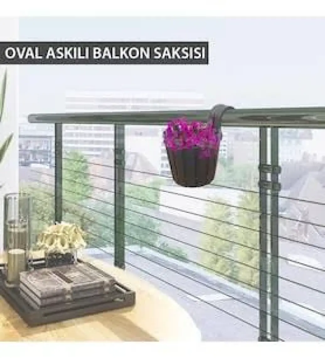Poliwork Akasya Yuvarlak Tekli Kolay Askı 1,5 lt Balkon Saksısı