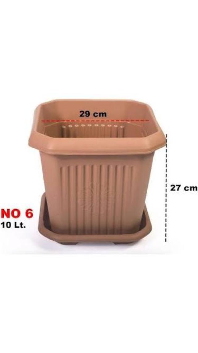 Hak Plastik Kare Saksı No 6 Klasik Bahçe Çiçek Saksısı