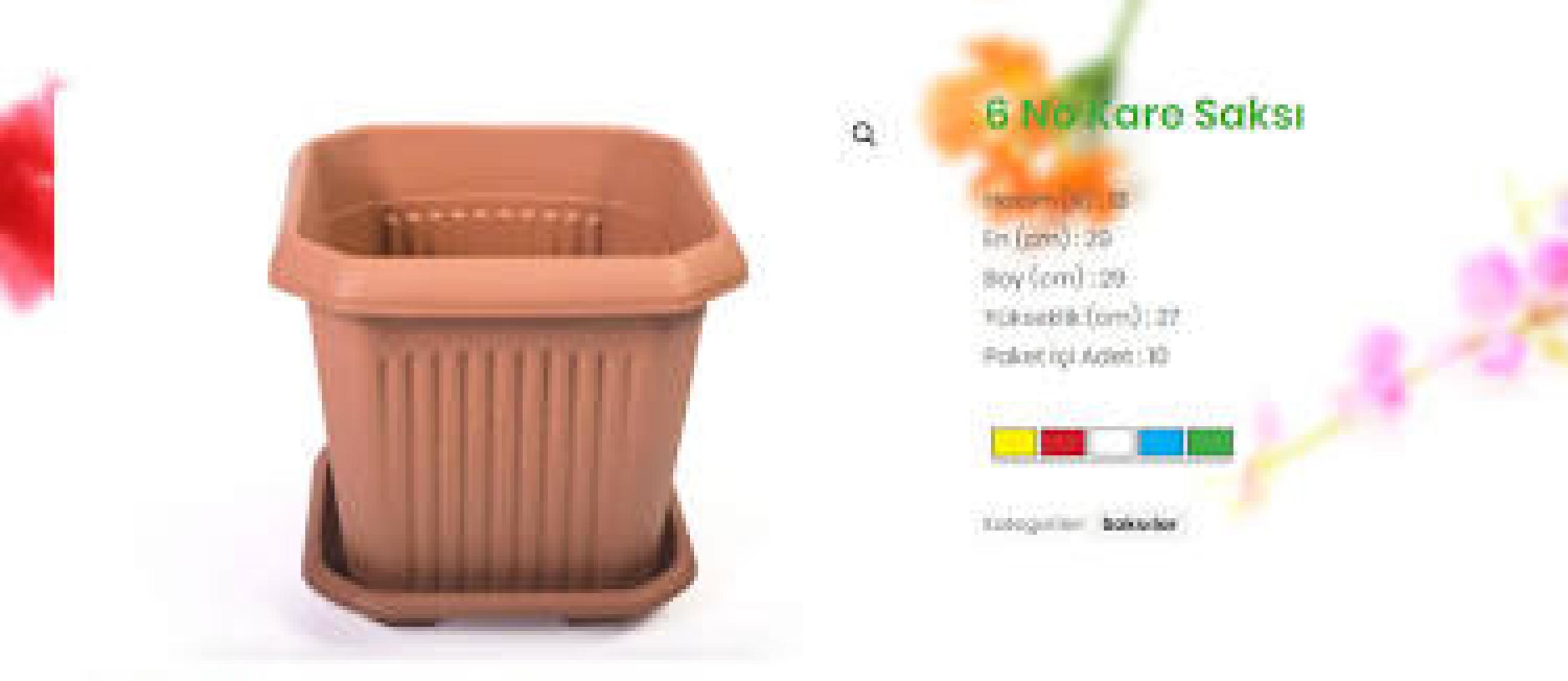 Hak Plastik Kare Saksı No 6 Klasik Bahçe Çiçek Saksısı