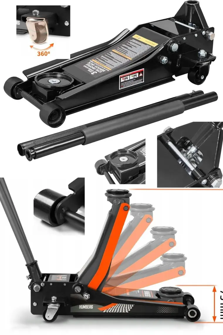 Stilmax Ağır Hizmet İçin 3 Ton Kapasiteli Alçak Şase Hidrolik Kriko Max 47 cm x 2 Çift Piston