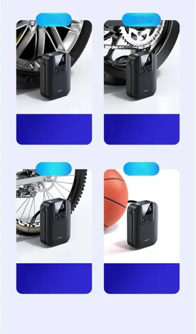 Usams US-ZB215 350PSI 5000MAH Şarjlı Çok Amaçlı Taşınabilir Lastik Hava Pompası