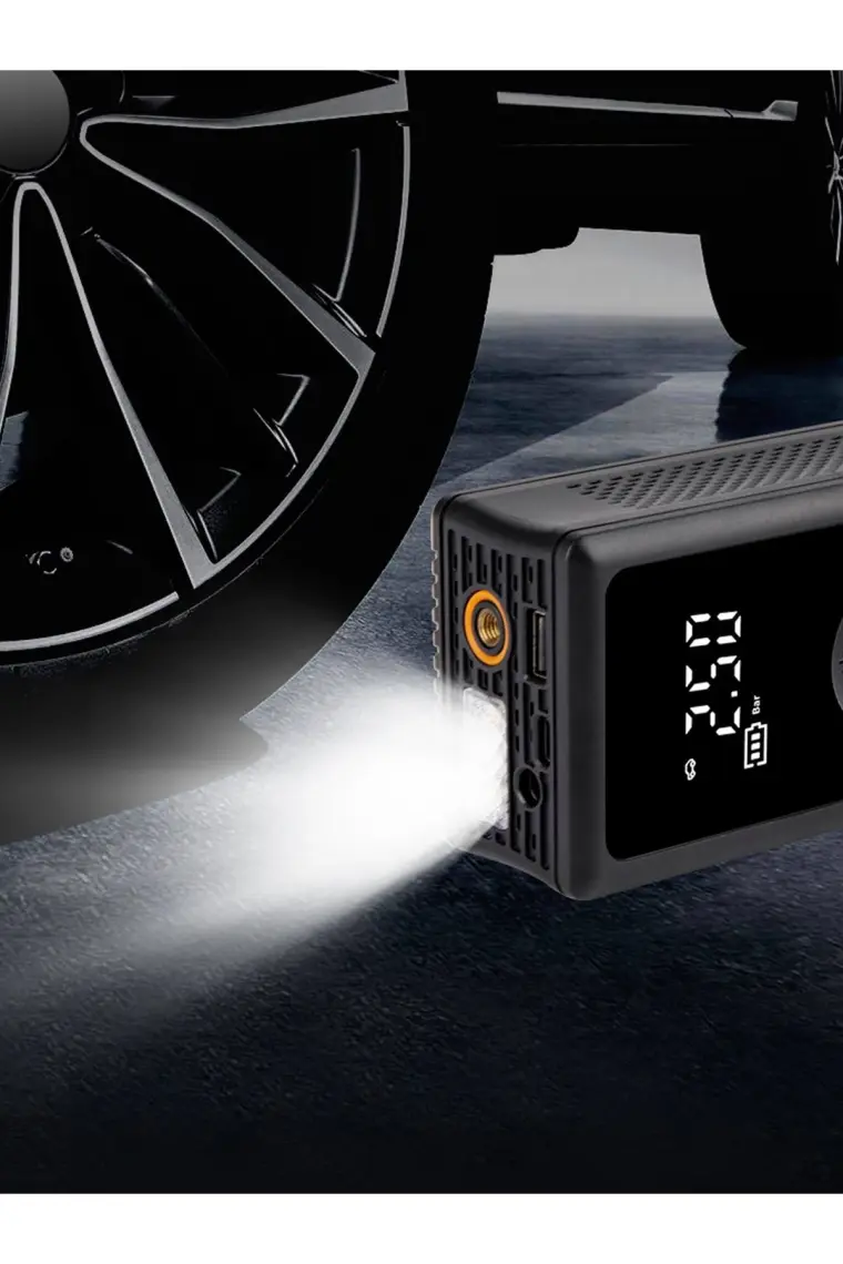 Auhma A6699 Kablosuz Dijital Araç Hava Kompresörü | 150 Psı | 4000MAH | 4 USB | LCD Ekranlı & LED Işıklı Şarjlı Şişirme Pompası