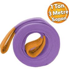 Badem10 Sapan Lila Renk Polyester Spanzet 1 Ton 3 Metre Sağlam Yük Kaldırma Taşıma Indirme Halat