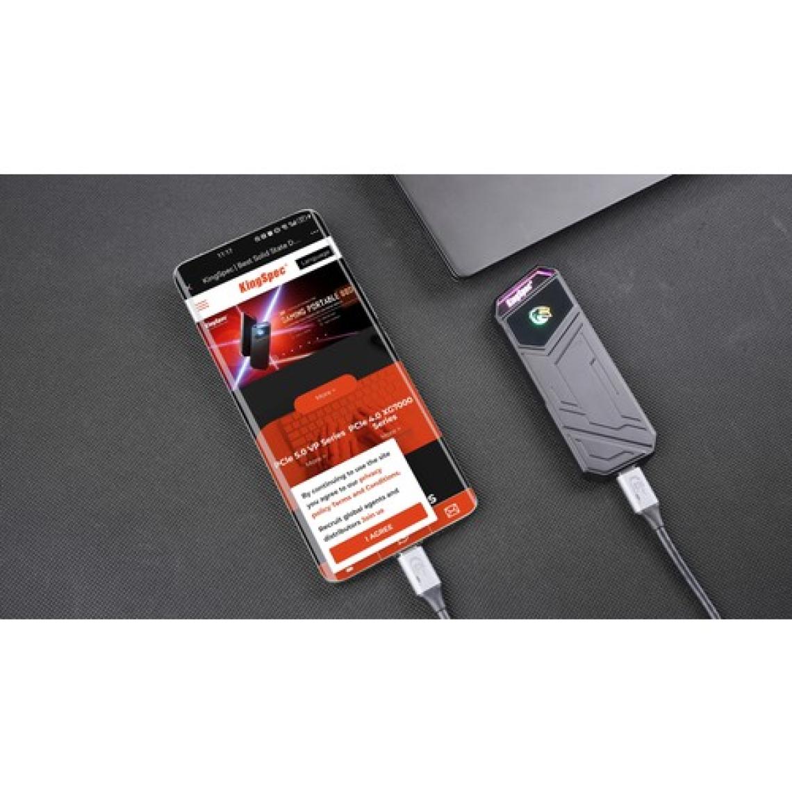 Kingspec Z5 Taşınabilir SSD 1tb, 2090MB/S Metal Rgb Kasa Usb-C