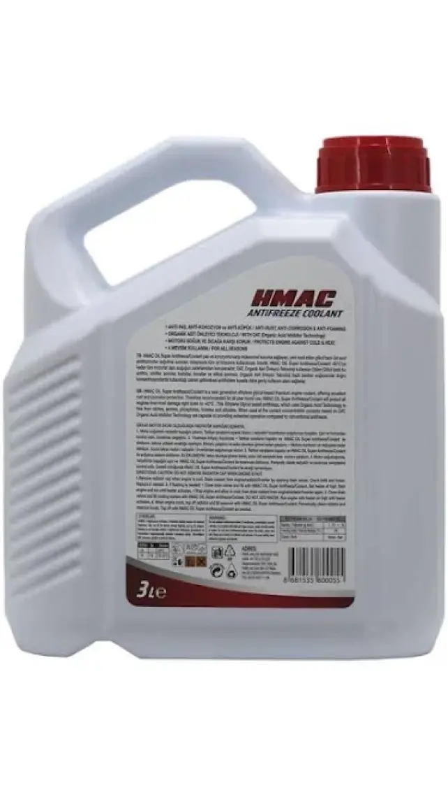 H-Mac Organik Kırmızı Antifriz -40°C 3 Lt