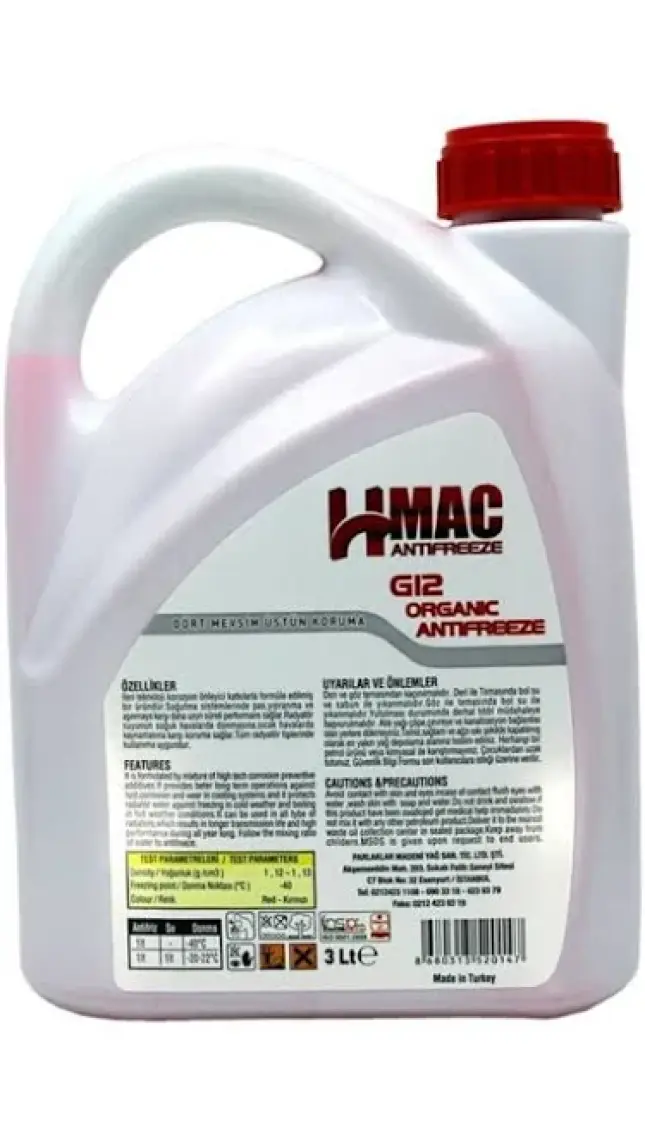 H-Mac Organik Kırmızı Antifriz -40°C 3 Lt