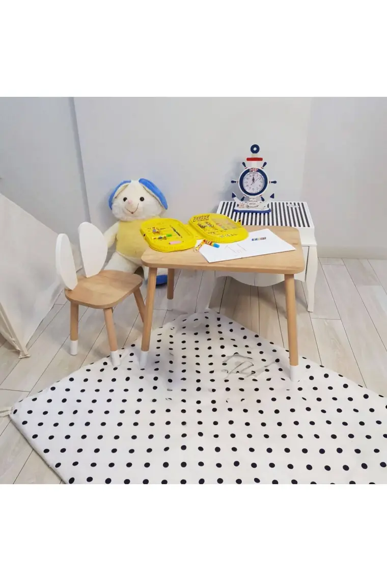 Bee Smart Oyun Masası-Aktivite Masası-Çalışma Masası-Etkinlik Masası-Ahşap  1 Sandalyeli Çocuk Masa Sandalye Takımı