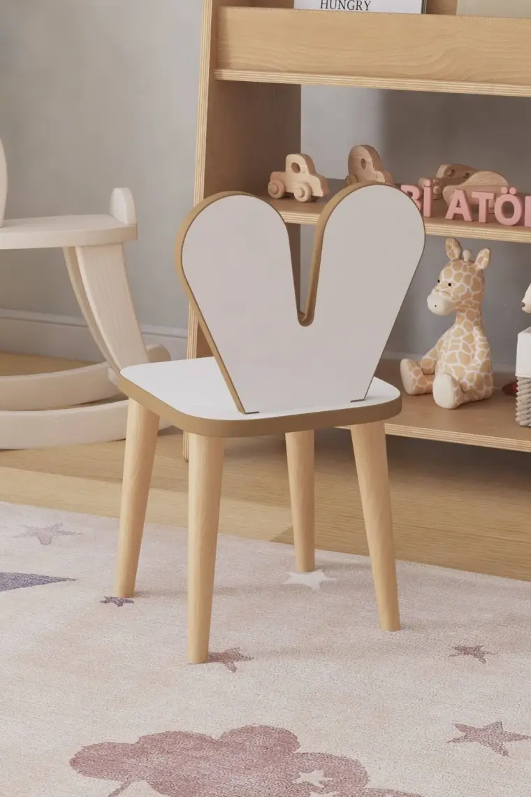 Obi Atölye Resim Kağıdı Rulolu Çocuk Aktivite Masası 60X45 cm 2 Sandalyeli Tavşan Sandalye