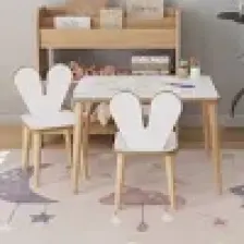 Obi Atölye Resim Kağıdı Rulolu Çocuk Aktivite Masası 60X45 cm 2 Sandalyeli Tavşan Sandalye