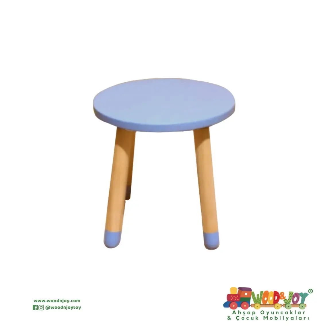 Wood & Joy Doğal Ahşap Renkli Çocuk Tabure (Lila)