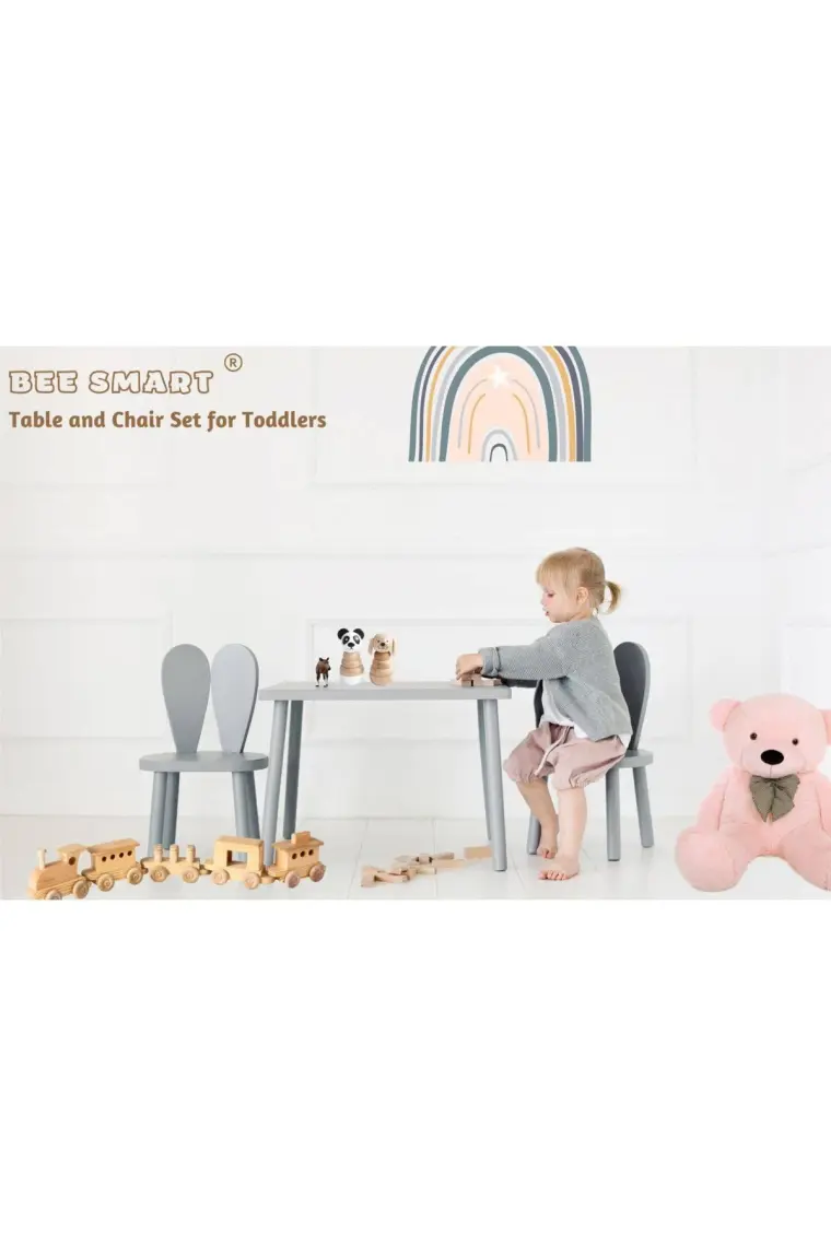 Bee Smart Çocuk Oyun Aktivite Masası - Ahşap Çocuk Çalışma Masası - Montessori Masa Sandalye