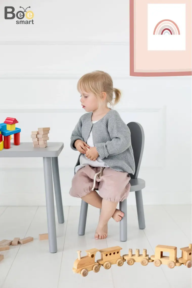 Bee Smart Çocuk Oyun Aktivite Masası - Ahşap Çocuk Çalışma Masası - Montessori Masa Sandalye