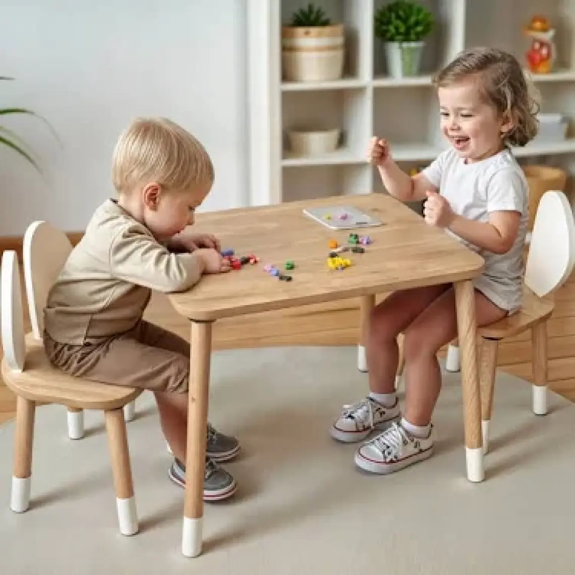 Bee Smart Çocuk Oyun Aktivite Masası - Ahşap Çocuk Çalışma Masası - Montessori Masa Sandalye