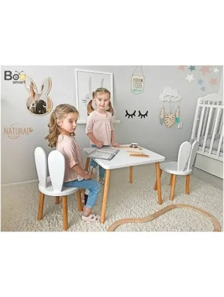 Bee Smart Çocuk Oyun Aktivite Masası - Ahşap Çocuk Çalışma Masası - Montessori Masa Sandalye
