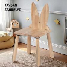 Wood & Joy Doğal Ahşap Çocuk Sandalye Tavşan